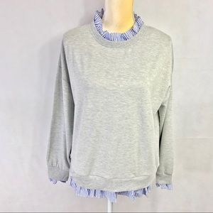 Olivia Warren light gray sweater blouse L